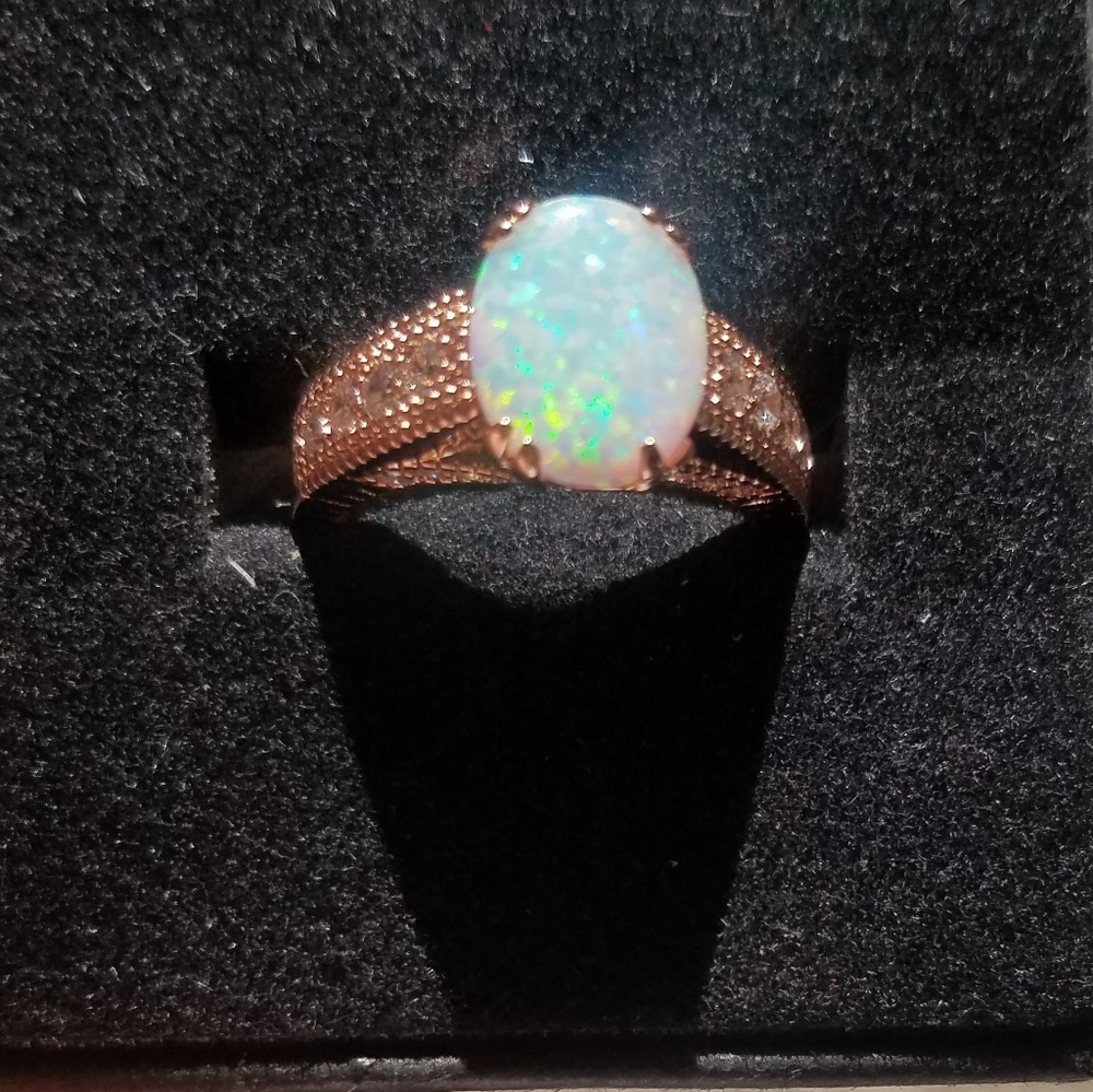 18k Rose Gold plated Ring w/fire opal